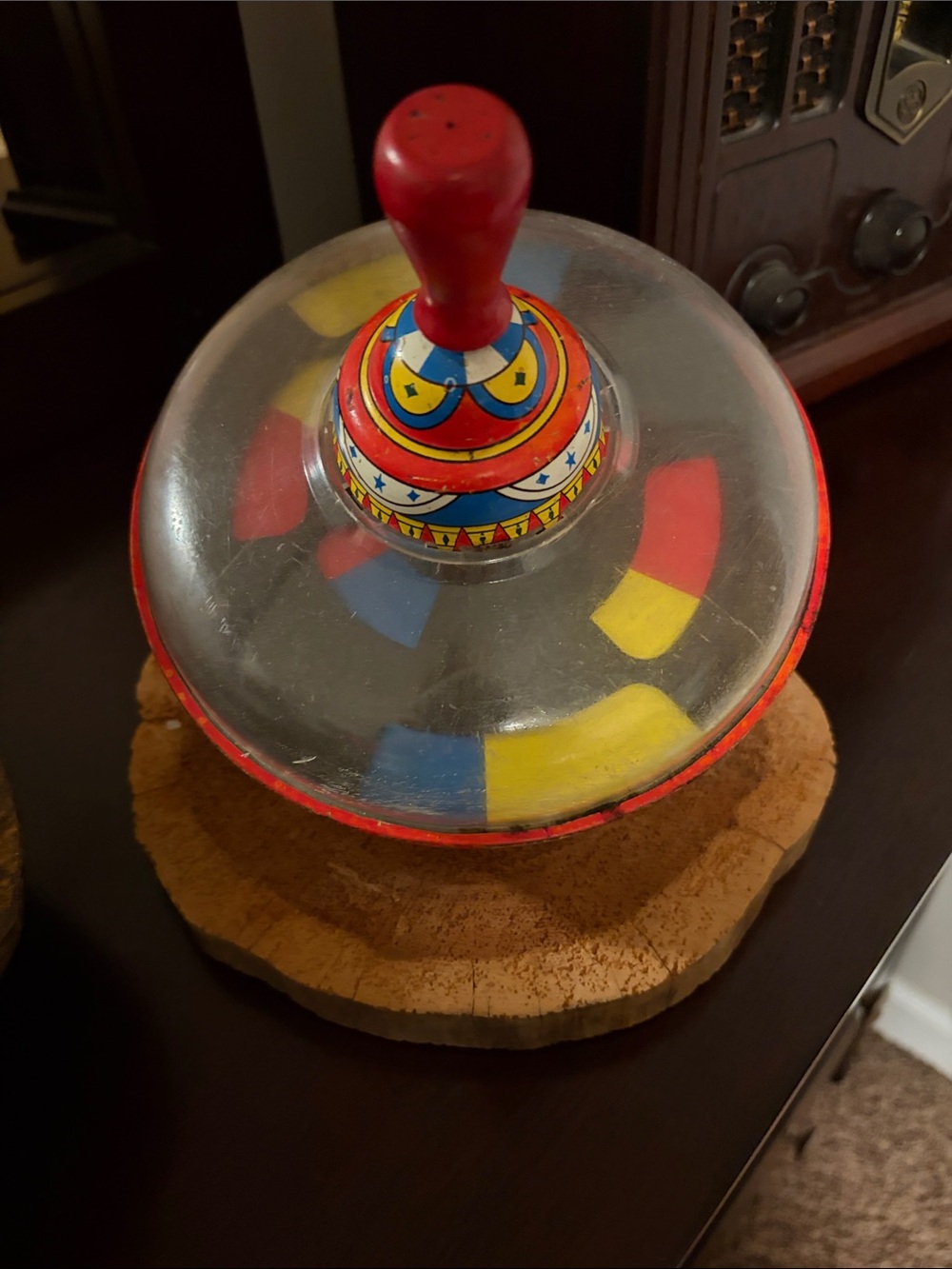 Vintage Red Spinning Top Decorative Accent